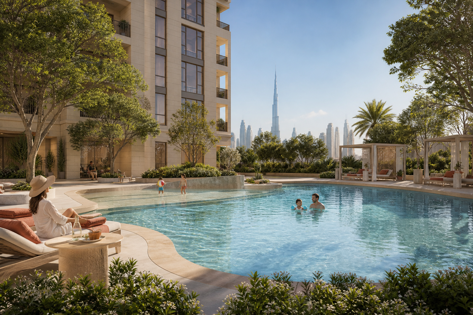 Resort-style family pool within the Avelora community